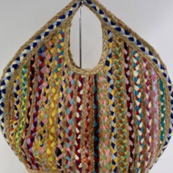 Antik Kraft Rubi Women's Multicolor Woven Jute Straw/Fabric Hobo Basket Tote Bag - Picture 6 of 6